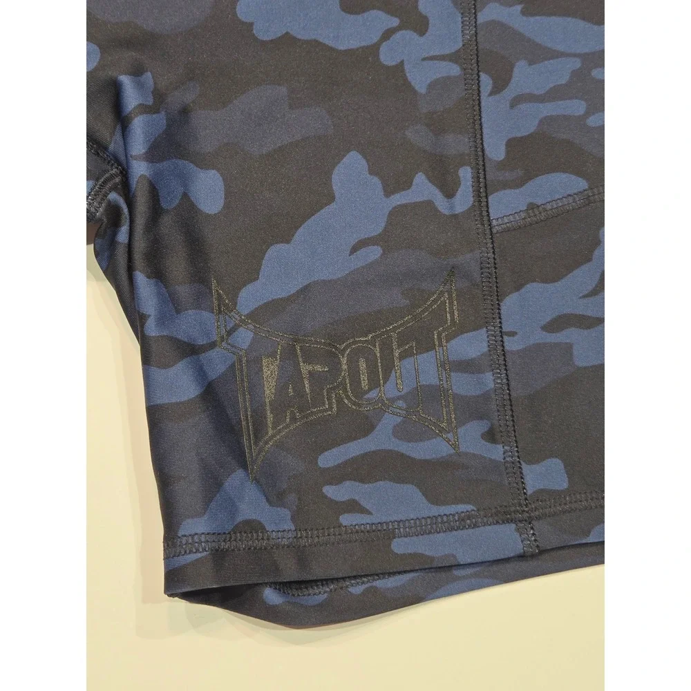 WWE Tapout Medium Blue Camo High Waist Pocket Bike Shorts Womens Activewear - Picture 2 of 8